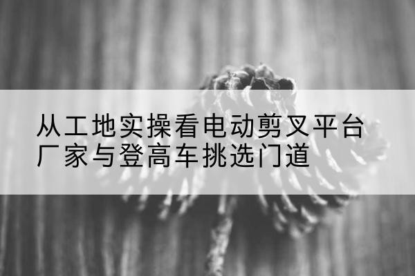 纳溪电动剪叉升降平台厂家-从工地实操看电动剪叉平台厂家与登高车挑选门道